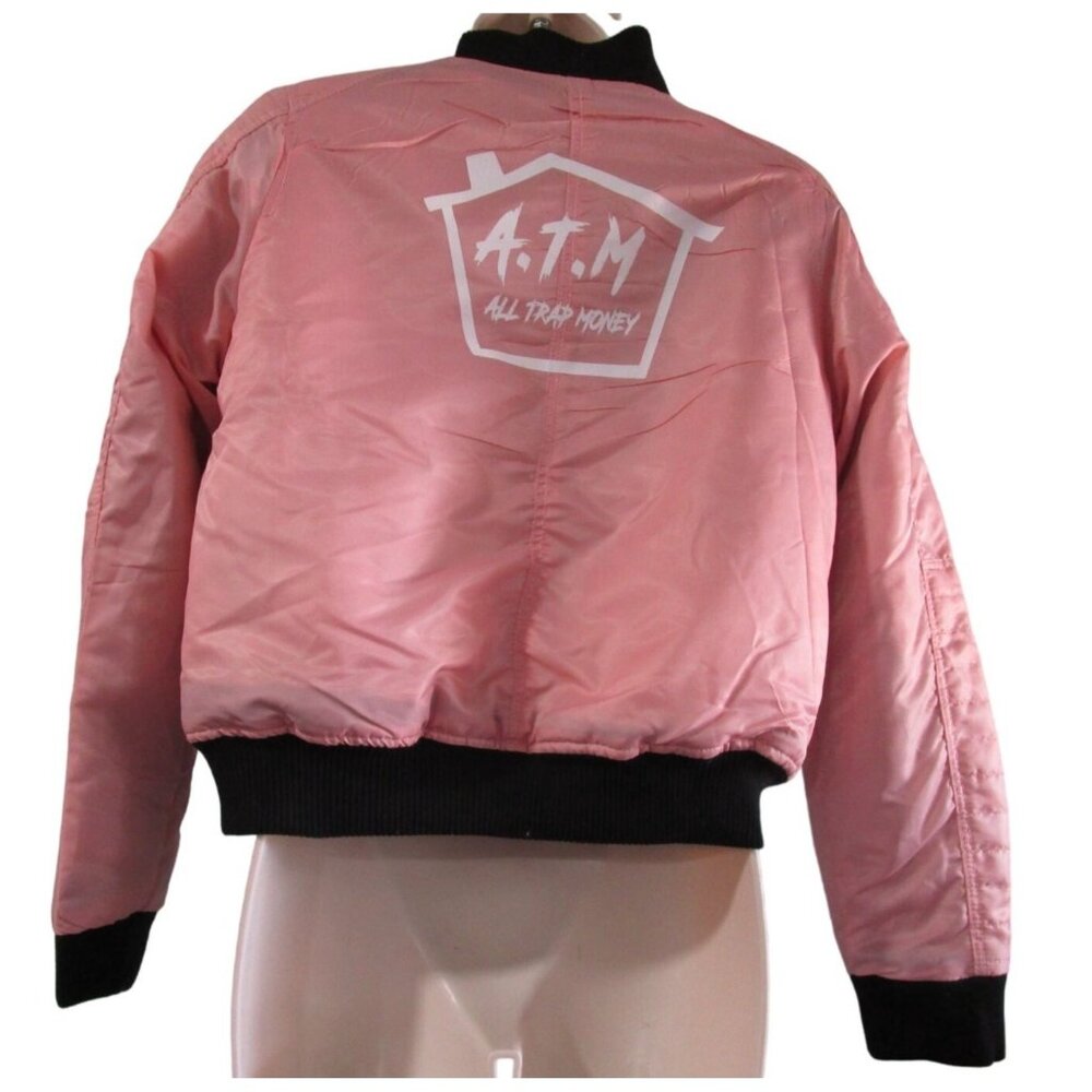 South Pole All Trap Money ATM Pink Black Vintage Bomber Jacket S/M Vintage GUC - Picture 2 of 16